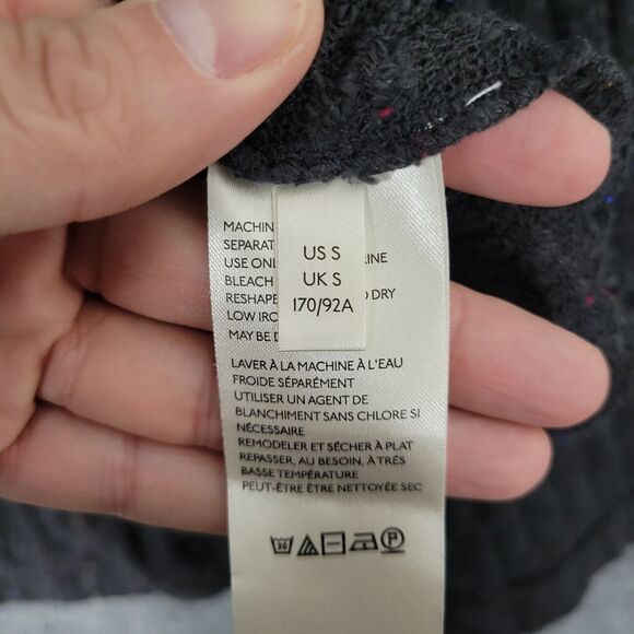 FREE PEOPLE OB1128308 Black Speckled Baja Babe Hooded Hacci Sweater SIZE SMALL - Picture 8 of 12